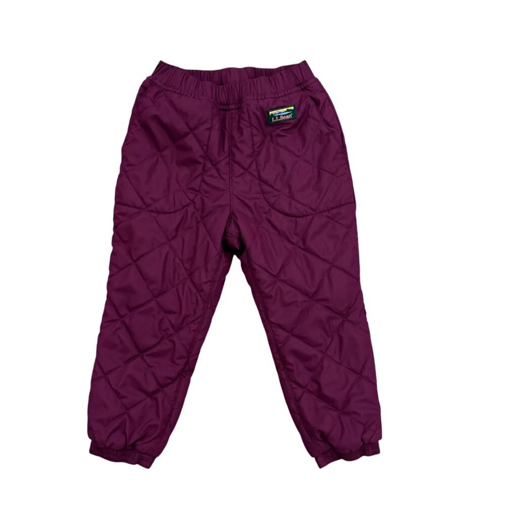 LL Bean Reversible Diamond Quilted Pants Fuzzy Girsl 3T